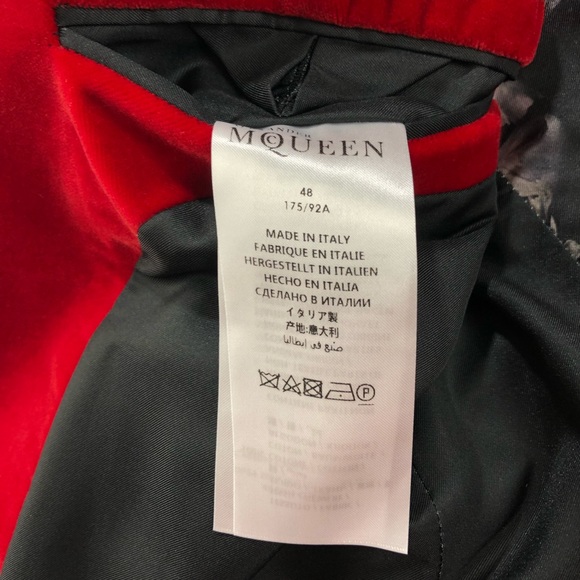 Alexander Mcqueen Velvet Blazer Jacket Red Sz 38R - Picture 5 of 8